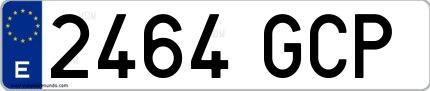 Ejemplo de matrícula española 2464 GCP