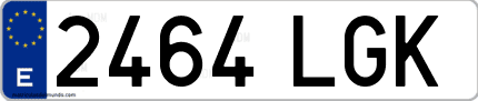 Ejemplo de matrícula de coche ordinaria 2464 LGK