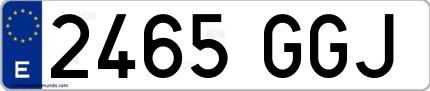 Ejemplo de matrícula española 2465 GGJ