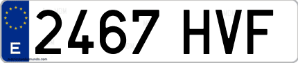 Ejemplo de matrícula de coche ordinaria 2467 HVF