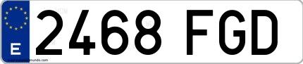 Ejemplo de matrícula española 2468 FGD
