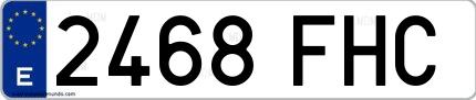 Ejemplo de matrícula española 2468 FHC