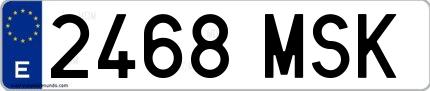 Ejemplo de matrícula española 2468 MSK