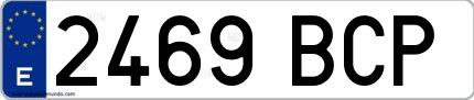 Ejemplo de matrícula española 2469 BCP