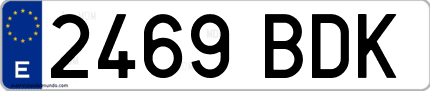 Ejemplo de matrícula de coche ordinaria 2469 BDK