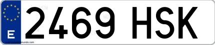 Ejemplo de matrícula española 2469 HSK