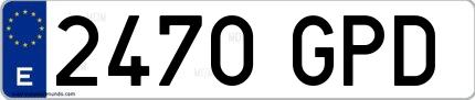 Ejemplo de matrícula española 2470 GPD