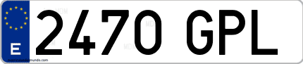 Ejemplo de matrícula de coche ordinaria 2470 GPL