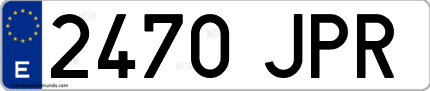 Ejemplo de matrícula de coche ordinaria 2470 JPR