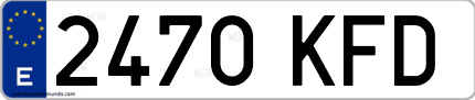 Ejemplo de matrícula de coche ordinaria 2470 KFD