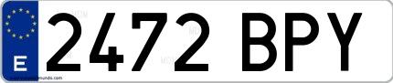 Ejemplo de matrícula española 2472 BPY