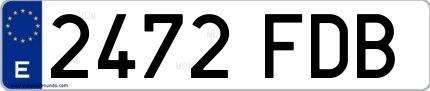 Ejemplo de matrícula española 2472 FDB