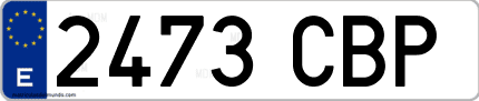 Ejemplo de matrícula de coche ordinaria 2473 CBP