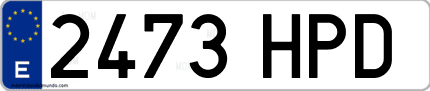 Ejemplo de matrícula de coche ordinaria 2473 HPD
