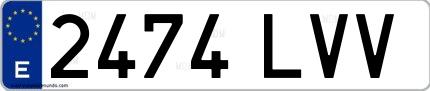 Ejemplo de matrícula española 2474 LVV