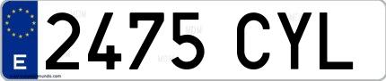 Ejemplo de matrícula española 2475 CYL