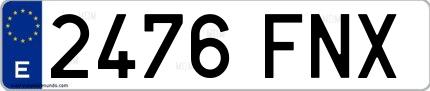 Ejemplo de matrícula española 2476 FNX