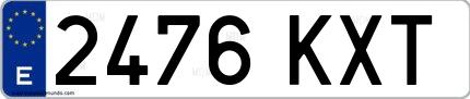 Ejemplo de matrícula española 2476 KXT