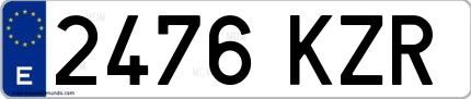 Ejemplo de matrícula española 2476 KZR