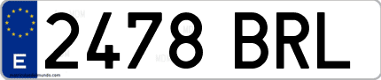Ejemplo de matrícula de coche ordinaria 2478 BRL