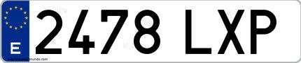 Ejemplo de matrícula española 2478 LXP