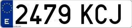 Ejemplo de matrícula española 2479 KCJ