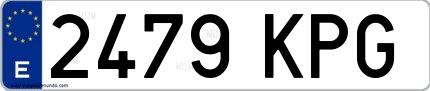 Ejemplo de matrícula española 2479 KPG
