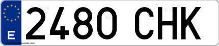 Ejemplo de matrícula de coche ordinaria 2480 CHK