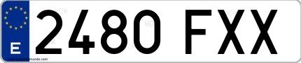 Ejemplo de matrícula española 2480 FXX