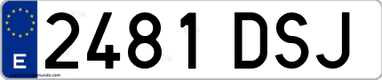 Ejemplo de matrícula de coche ordinaria 2481 DSJ