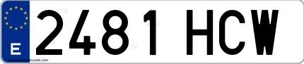 Ejemplo de matrícula española 2481 HCW