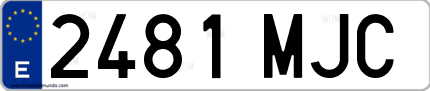Ejemplo de matrícula de coche ordinaria 2481 MJC