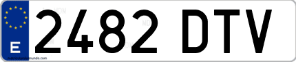 Ejemplo de matrícula de coche ordinaria 2482 DTV