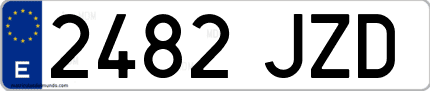 Ejemplo de matrícula de coche ordinaria 2482 JZD