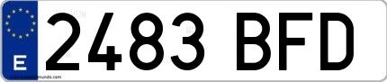Ejemplo de matrícula española 2483 BFD