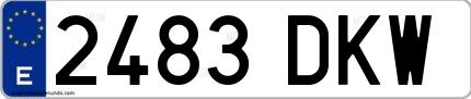 Ejemplo de matrícula española 2483 DKW