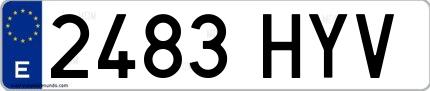 Ejemplo de matrícula española 2483 HYV