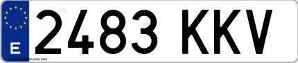 Ejemplo de matrícula española 2483 KKV