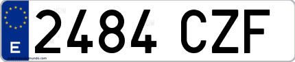 Ejemplo de matrícula de coche ordinaria 2484 CZF