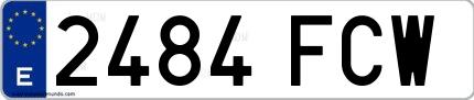 Ejemplo de matrícula española 2484 FCW