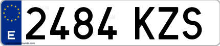 Ejemplo de matrícula de coche ordinaria 2484 KZS