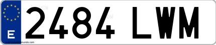 Ejemplo de matrícula española 2484 LWM