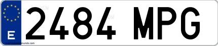 Ejemplo de matrícula española 2484 MPG