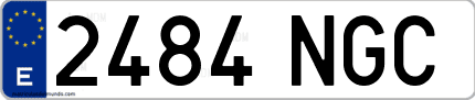 Ejemplo de matrícula de coche ordinaria 2484 NGC