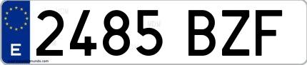 Ejemplo de matrícula española 2485 BZF