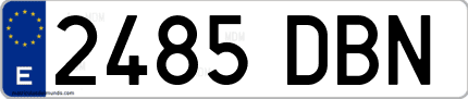 Ejemplo de matrícula de coche ordinaria 2485 DBN