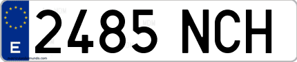 Ejemplo de matrícula de coche ordinaria 2485 NCH