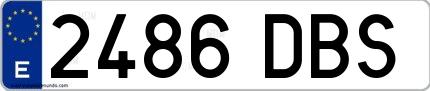 Ejemplo de matrícula española 2486 DBS