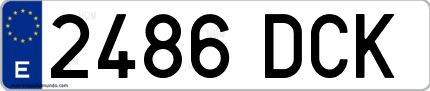 Ejemplo de matrícula de coche ordinaria 2486 DCK