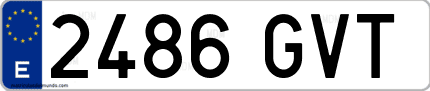Ejemplo de matrícula de coche ordinaria 2486 GVT